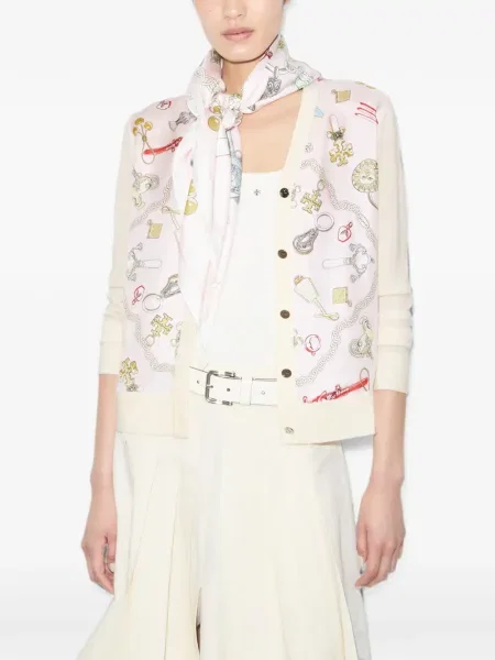Fular Tory Burch de mătase roz
