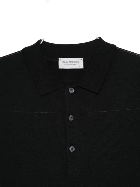 Lung tricou polo John Smedley negru