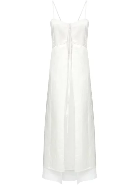 Sukienka midi Mm6 Maison Margiela bez rękawów do kolan garniturowa biała