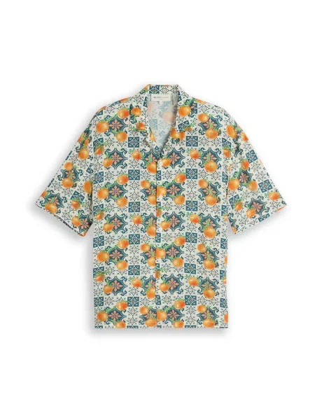 TOM TAILOR DENIM Cămașă verde / verde închis / portocaliu / murdar alb