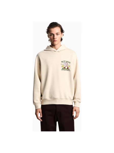 Bluza z kapturem Emporio Armani z kapturem z nadrukiem beżowa