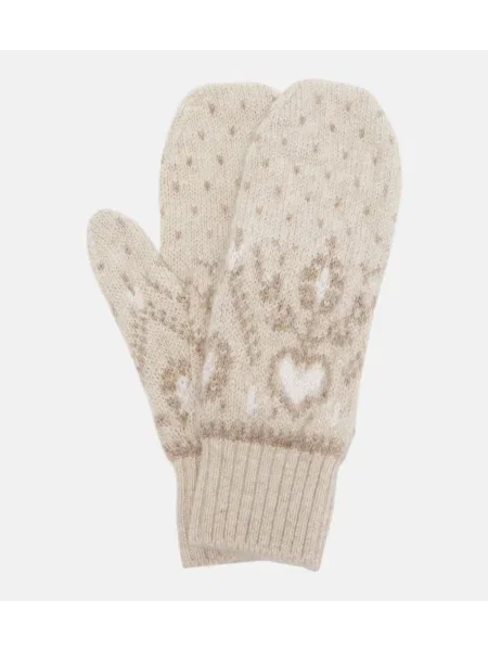 Mănuși Khaite din cașmir bej