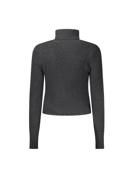 Tommy Jeans sweter z domieszką wełny szary z golfem czarny