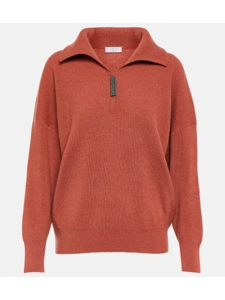 Pulover Brunello Cucinelli din cașmir roșu