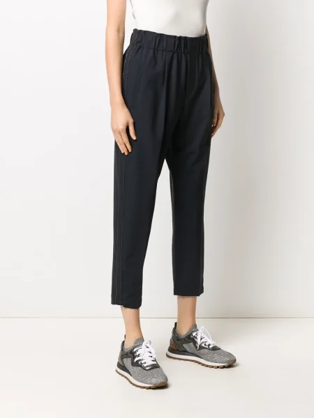 Decupat pantaloni Brunello Cucinelli cu dungi albastru