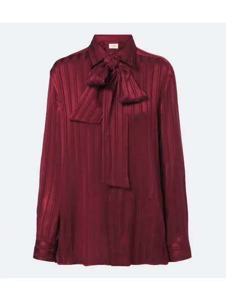 Bluză Saint Laurent de mătase cu dungi cu legături