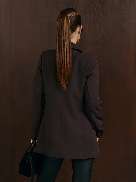 Піджак ISSA Plus темно-коричневий комбінований верх коричневий