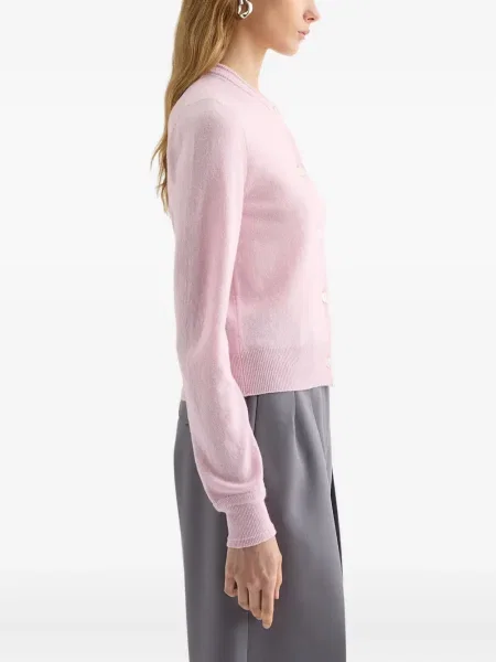 Cardigan Jil Sander cu decolteu rotund roz