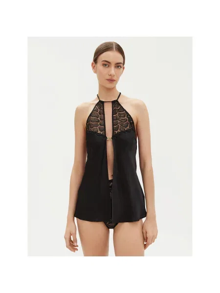 Chantelle Spalna srajca Reptilia Regular Fit črna