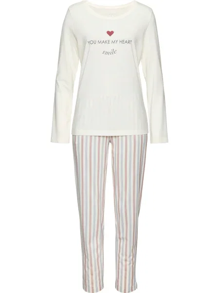 VIVANCE Pijama albastru deschis / roz pal alb