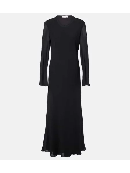 Rochie maxi The Row de mătase de costum negru