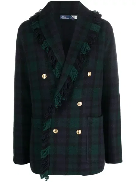 Samt kardigan Polo Ralph Lauren karirani s jednim ramenom narančasta