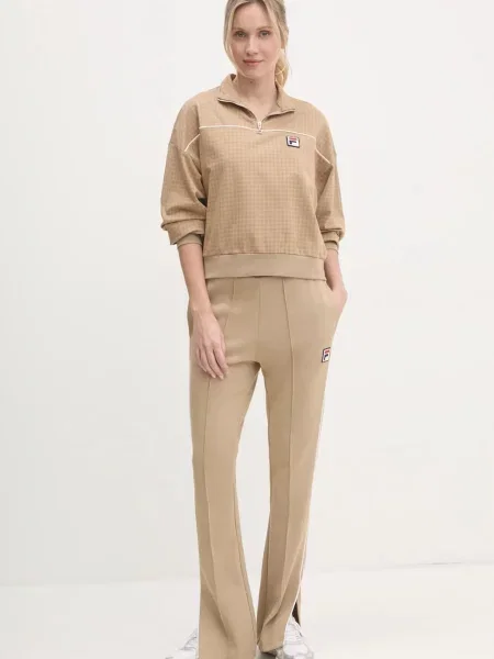 Bluza FILA Liebau Aop Half Zip cornstalk pepita aop beżowa