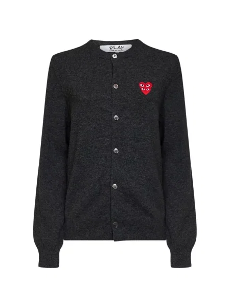 Cardigan Comme Des Garcons Play cu aplicații cu motiv cu inimi gri