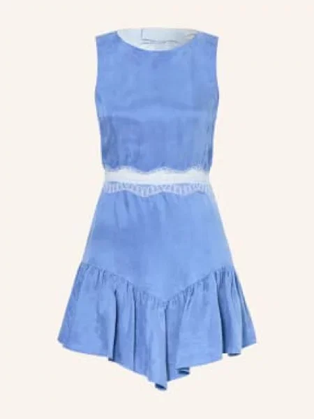 Claudie Pierlot Sukienka Z Koronką I Falbanami blau niebieski