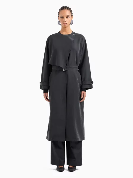 Тренч Emporio Armani модал/поліестер чорний