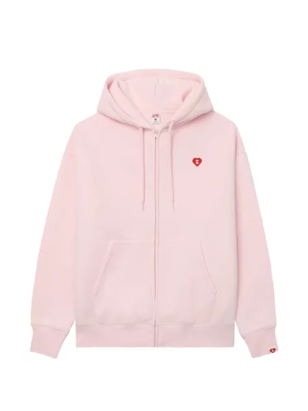 Mikina s kapucí Apee™ By *a Bathing Ape® se srdcovým vzorem růžová