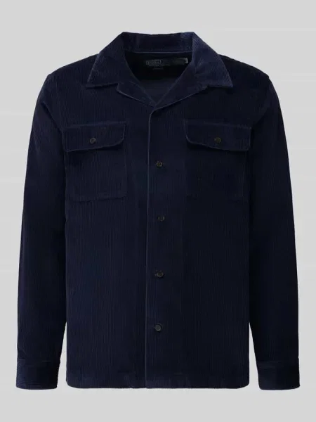 Koszula sztruksowa z brustaszami Polo Ralph Lauren granatowa