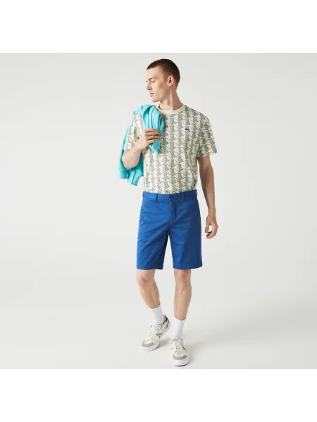 Lacoste Bermudy Z Elastycznej Bawełny Slim Fit niebieskie