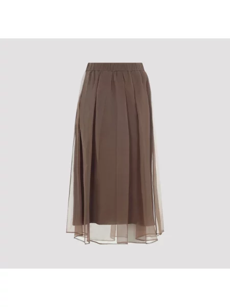 Spódnica midi Brunello Cucinelli brązowa