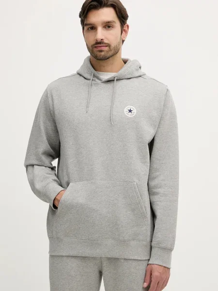 Суичър с качулка Converse с качулка с апликация сиво