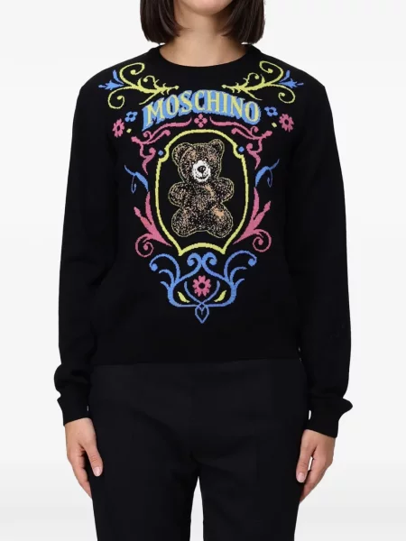 Ursuleț de pluș pulover Moschino din jacard negru