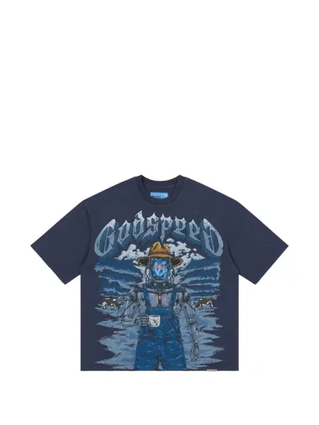 Tricou Godspeed cu imagine albastru