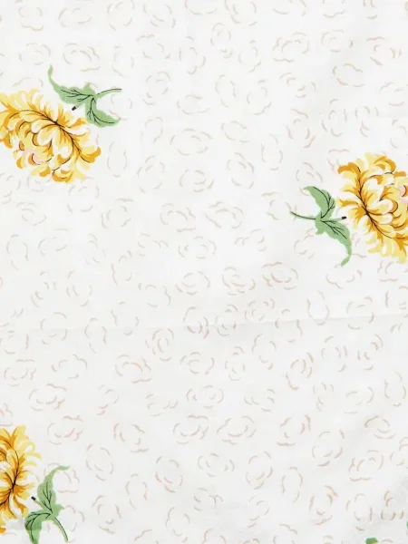 Fular Tory Burch de mătase cu model floral alb