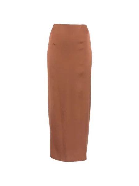 Fustă Silk95five de mătase cu legături maro