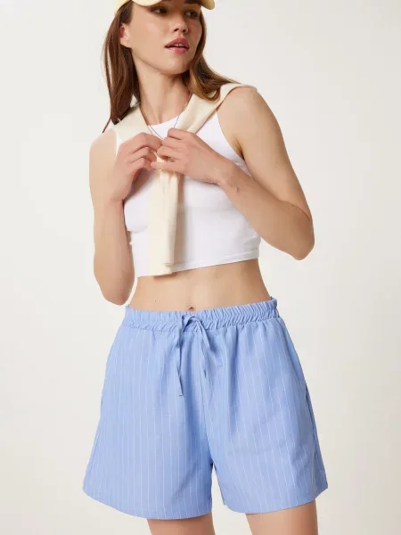 Happiness İstanbul Pantaloni azuriu alb
