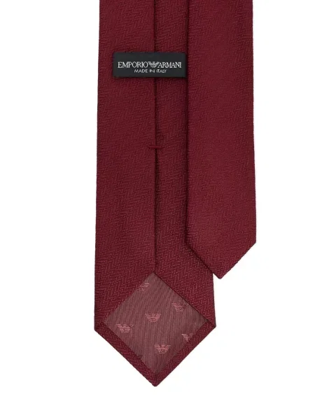 Cravată Emporio Armani de mătase cu model herringbone roșu