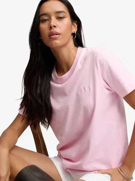 Superdry koszulka Essential Logo haftowana z bawełny organicznej – PINK różowa