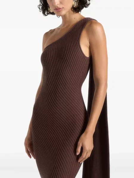 Rochie maxi Manière De Voir tricotate de costum maro