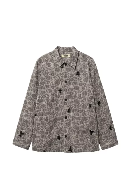 Geacă cămașă Woodbird zdrențuiți cu model floral gri