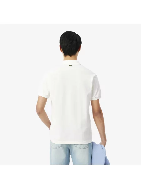 Lacoste Koszulka Polo Classic Fit Z Nadrukiem Z Dzianiny Petit Piqué biały