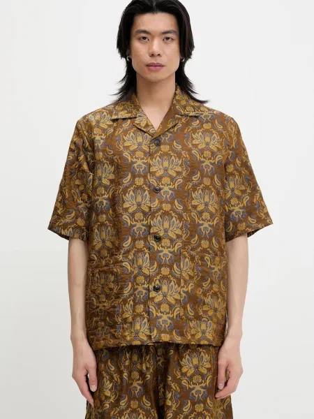 Košile Needles x Kae Tanaka Cabana relaxed s klasickým límcem hnědá