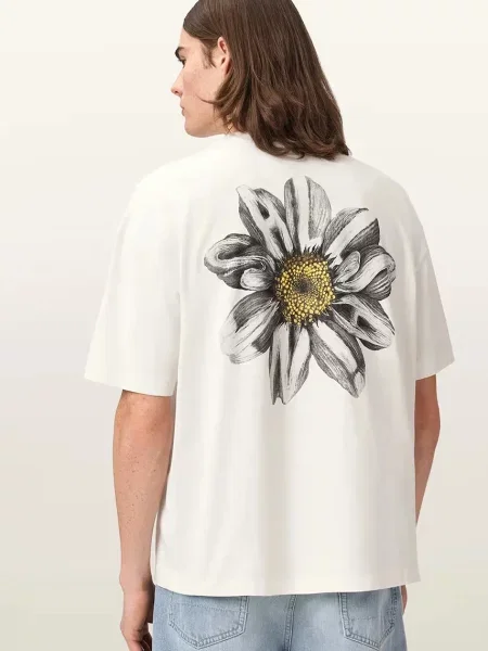 AllSaints tricou oversized pentru bărbați din PETALS alb