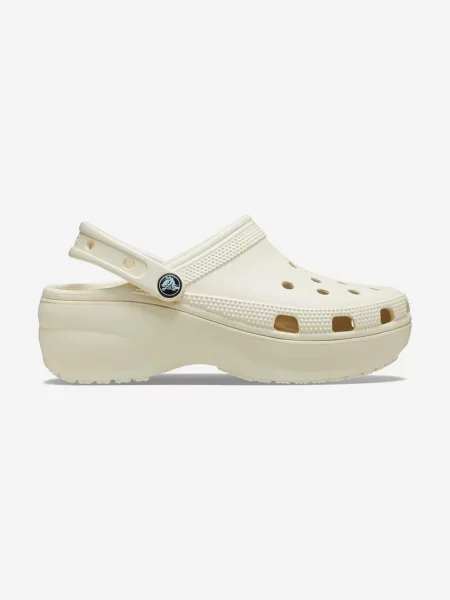 Crocs papucs Classic Platform Clog női platformos bézs