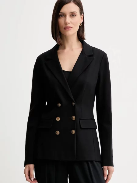 Guess marynarka MAELICE dwurzędowa gładka czarny