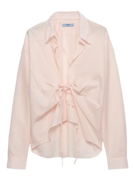 Cămașă Prada cu șireturi din dantelă roz