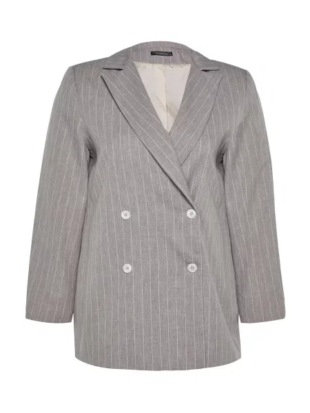 Trendyol Curve Plus Size Jacket Gray Relaxed fit alb