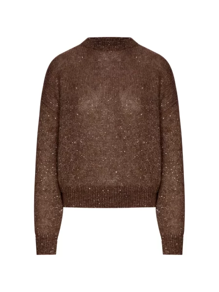 Pulover Brunello Cucinelli cu paiete maro