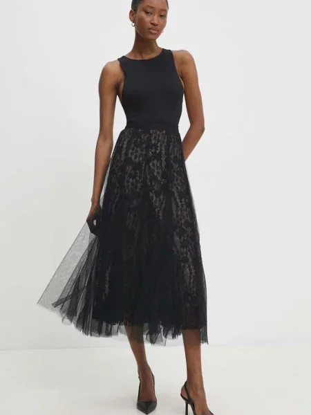 Fustă midi Answear Lab până la genunchi negru