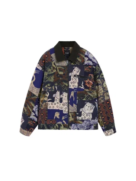 Desigual Geacă de primăvară-toamnă albastru închis / maro / verde / murdar alb