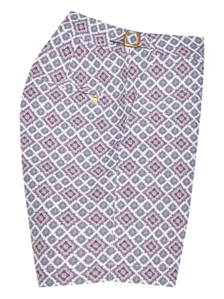 Slip de baie Orlebar Brown cu imagine cu imprimeu geometric alb