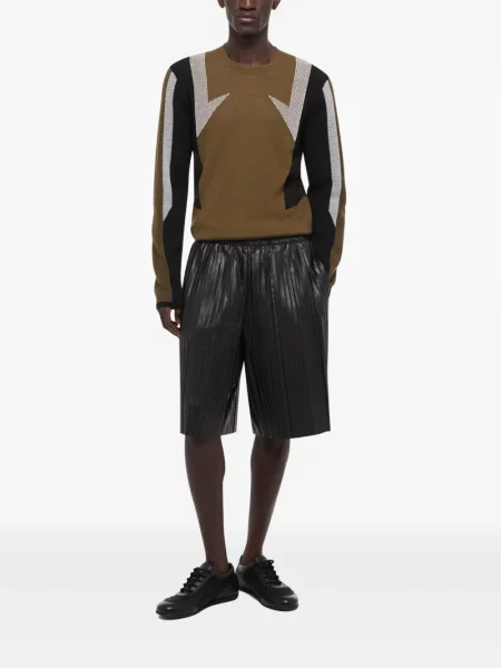 Pantaloni scurți Helmut Lang din piele negru