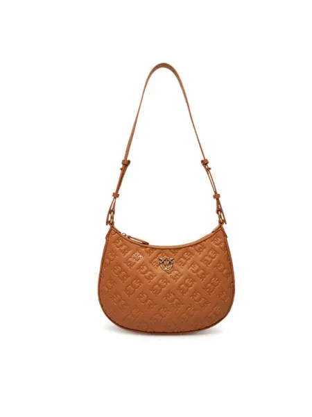 PINKO Дамска чанта Half Moon Mini Fl PE 25 PLTT Кафяв розово