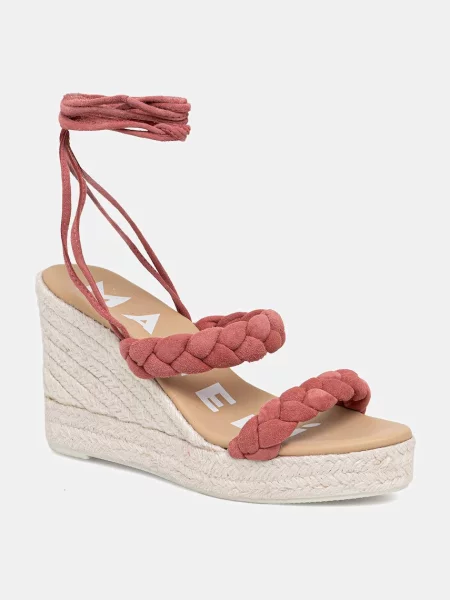 Espadrile Manebi din piele cu pană țesuți portocaliu