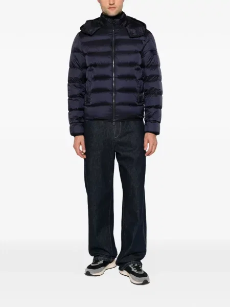 Geacă Moncler cu glugă albastru