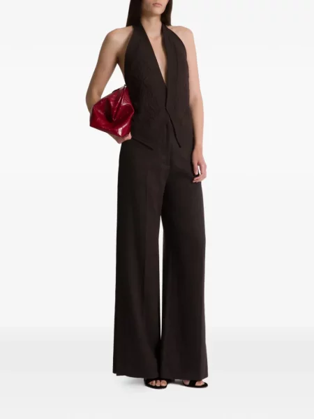 Pantaloni Alberta Ferretti cu picior lat maro